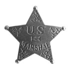 Us Marshal Badge Old West Replica Antique Silver 5 Pointed Star Made In Usa