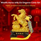Feng Shui Year 2026 Chinese Zodiac Horse Statue With Money Bag Home Office Decor