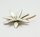 Vintage Large Gilt Sterling Silver White Enamel Large Flower Pin Norway As Is