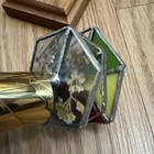 Vintage 9  Handmade Stained Leaded Glass Kaleidoscope Triple Wheel