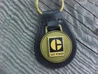 Cat Power Caterpillar Equipment Leather Key Fob Antique Gold Medallion Unique 