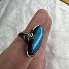 Vtg Sterling Turquoise Ring 6 Southwestern Navajo Style Gfis Artisan Elongated