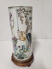 Antique Chinese Handpainted Qianjiang  Glaze Porcelain Hat Stand Or Brush Pot 