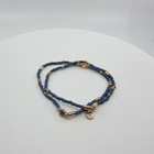 Boho Slate Blue Seed Bead Anklet With Gold Star Charm - Minimalist Gift