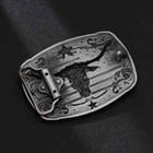 American Flag Bull Western Cowboy  Cowgirl Belt Buckle Antique Silver Tone