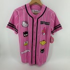 Sanrio Hello Kitty And Friends Pink Pinstripe Baseball Jersey Womens Xs New
