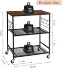 Rolling Microwave Cart 3-tier Storage Shelf On Wheels Wood