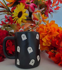 Rae Dunn        Halloween Ll  boo   Black Mug With Ghost Pattern   New     