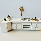Kitchen Set Dollhouse 1 12 White Miniature Cupboard Corner Stove Sink Cabinet