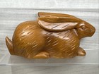 Vtg Solid Wood Block Hand Carved Bunny Rabbit Folk Art Philippines Mcm Figurine