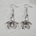 Spider Dangle With Red Enamel Earrings  Halloween Gothic Horror