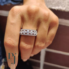 2 50 Carat Round Cut Moissanite Half Eternity Wedding Band Solid 14k White Gold