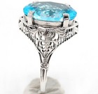 10ct Natural Aquamarine 925 Solid Sterling Silver Filigree Ring Sz 6  