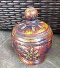 Vtg Wood Trinket Box With Lid Brass Ornate Accents   Trim Home Decor 