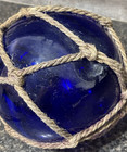 Vtg Japanese Blue Color Glass Fishing Float Buoy Ball Med 26  Diameter