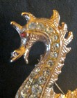 Year Of The Dragon Lg Vintage Gold Tone  Rhinestone Dragon Spiral Accent Brooch 