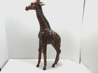 Vintage Leather Wrapped Giraffe Large Statue Decor Figure 17 5    Tall