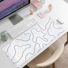 Large Gaming Mouse Pad For Desk  White Topographic Mouse Pad Desk Mat For Gaming