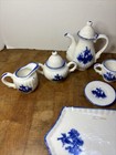 Vtg Delft Miniature Porcelain Tea Set Dutch Windmill Handpainted 14 Pc