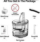 Automatic Water Dispenser Dog Cat Pet Drinking Fountain Bowl Dish Large Clear