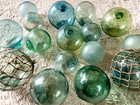 Rare Set Of 16 Japanese Antique Glass Floats     Hand-blown     Mixed Sizes     Marked
