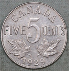 Canada 1929 Au 5 Cents   Nickel    99    Tracked Shipping