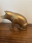 Antique Vintage Gold Cast Iron Figural Coin Pig Hog Piggy Bank  10 