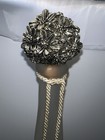 Via Veneto Italy Milky Decanter Bottle Silver Flower Cork Stopper Vintage