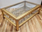 Large Hr Vintage Italian Mid-century Modern Gilt Wood   Glass Top Coffee Table