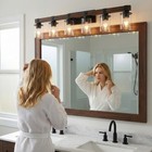 42   Vanity Light Led 6 Lights For Bathroom Mirror Wood Glass Shade Wall Fixture