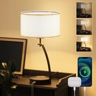 Retro Desk Lamp Dimmable Bedside Table Lamp Touch Control Linen Shade Desk Light