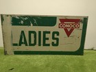 Vintage 1950 s Conoco Ladies Restroom Double Sided Flange Sign