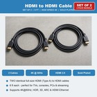 Hdmi To Hdmi Cable 6ft 4k Set Of 2 For Hdtv Monitor Ps5 Ps4 Xbox Blu-ray Player