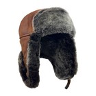 Genuine Shearling Leather Aviator Hat     Handmade  Warm Winter Trapper Hat