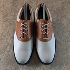 Footjoy Icon White Golf Shoes Brown Saddle Leather Mens Size 9 Brand New