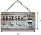 Funny Bathroom Wall Decor Sign  Farmhouse Rustic Best Seat Plaque 