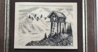 Vtg Alaskan Mint Kiana 1982 Etched Marble Framed Art Meat Cache Geese Mountains 