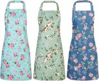 3 Pack Floral Aprons For Women  Adjustable Kitchen Aprons With 2 Pockets Vint   