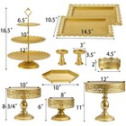 10 Pieces Gold Metal Cake Stand Set  Cupcake Holder Pastry Candy Fruits Servi   