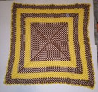 Beautiful Vintage 44 x 44  Hand Knitted Brown yellow Granny Afghan throw Blanket