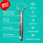 Tongue Scraper For Adults  2 Pack   Stainless Steel Cleaner With Travel Case