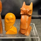 Vintage Hand Carved Wood Owl Figurine Set Of 4 Artisan Signed Tarson Mcm Decor