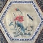 For Norabi  One Vintage Hexagonal Chinese Silk Embroidery Tapestry Panel