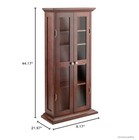 Double Glass Door Media Cabinet 4 Adjustable Shelves Antique Walnut Floor