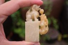 0544 A Natural Shoushan    furong    Seal Stone For Carving  Double Dragon
