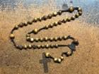 Antique Victorian 1800s 1900s Ox Horn Bead 14  Rosary French Crucifix Cross