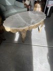 Mid Century  Victorian Style Carved Wood-marble Top Coffee Table  Beautiful 