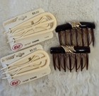 Vintage 1990s Plastic Hair Combs Tortoise Gold Plastic   Cream Set Of 4 Raynauld