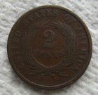 1864 Small Motto 2 Cent Piece Rare Key Date Variety Type Coin Vg   Fine Brown