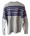Vintage 70s Wool Nordic Fair Isle Sweater Men S m Gray Multicolor Knit